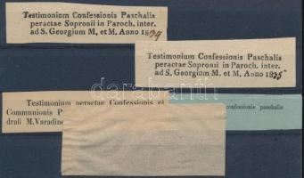 1834-1868 4 db gyónási cédula, hozzávaló kis borítékkal