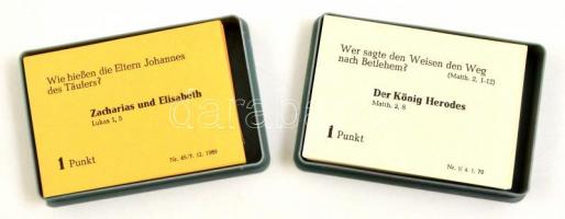 1969 2 pakli bibliai témájú Schmid kártyajáték, eredeti dobozban, az egyik törött, német nyelven.