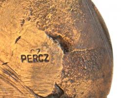 Percz János (1920-2000): Gyertyatartó. Kalapált réz. Jelzett 28 cm