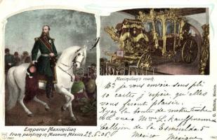1906 Maximilian I of Mexico and his coach. From painting in Museum Mexico. Art Nouveau (EK)