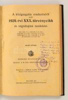 A közigazgatás rendezéséről szóló 1929. évi XXX: törvénycikk és végrehajtási rendelet. Bp., 1941. Stádium. Korabeli félvászon kötébsen.