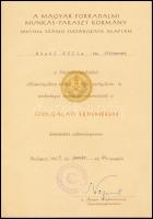cca 1950-1960 4 db kitüntetés adományozó oklevél államfői (Dobi István) és igazságügyminiszteri aláí...