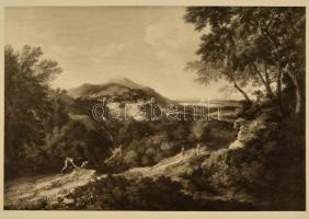 cca 1900 Poussin Római táj című művéről készült másolat, heliogravűr, papír, 50,5×38 cm