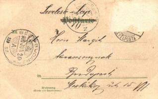 1900 Kenzingen, Bahnhof, Gasthaus z. Löwen Max Kopp, Postamt / railway station, Max Kopp's inn,...