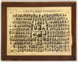 1928 A Tisztviselők Mária Kongregációja tablókép, üvegezett keretben, 30×40 cm