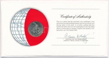 Guatemala 1979. 25c "Nemzetek pénzérméi" felbélyegzett borítékban, bélyegzéssel, holland n...