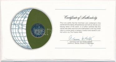 Jamaika 1979. 10c "Nemzetek pénzérméi" felbélyegzett borítékban, bélyegzéssel, holland nye...