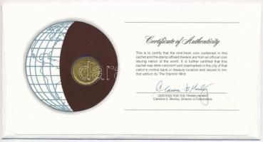 Argentína 1975. 50c "Nemzetek pénzérméi" felbélyegzett borítékban, bélyegzéssel, holland n...