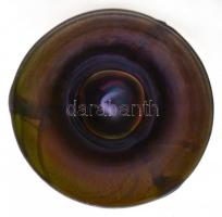 Horváth Márton (1941-2013): Irizáló díszváza, anyagában színezett, fújt üvegszál díszítéssel, hibátl...