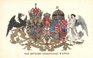 Das mittlere Gemeinsame Wappen / The middle common coat of arms. Viribus Unitis. Offizielle Karte für Rotes Kreuz, Kriegsfürsorgeamt Kriegshilfsbüro Nr. 288. s: Ströbl
