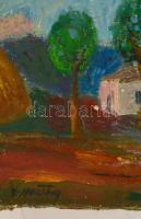 Kmetty jelzéssel: Magányos házikó. Olaj, vászon, 35×50 cm