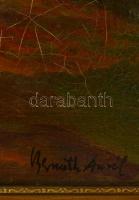 Bernáth jelzéssel: Téli patak part. Olaj, vászon, sérült, hibás keretben, 40×52 cm