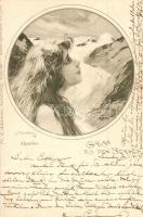 1898 Gruss aus den Bergen, Alpenfee. Fr. A. Ackermann Kunstverlag Künstlerpostkarte No. 350. s: Leo Kainradl