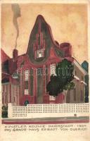 1904 Künstler Kolonie Darmstadt. Das Graue Haus erbaut von Olbrich. Officielle Postkarte No. IV. Ausstellung 1904. H. Lautz litho s: Josef Maria Olbrich (EK)