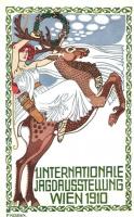 1910 Wien, Erste Internationale Jagdausstellung / The First International Hunting Exposition in Vienna. Advertisement art postcard s: F. Krenn
