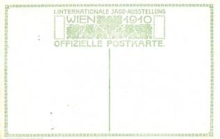 1910 Wien, Erste Internationale Jagdausstellung. Wandgemalde im Reichshause. Hirschjagd / The First ...