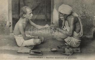 Pondicherry, Puducherry; Barbier Manicure et pédicure / Indian folklore, Manicure & Pedicure barber