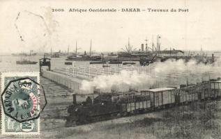 Dakar, Travaux de Port / Port works with locomotive