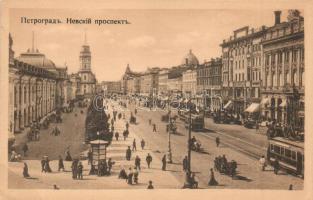 Saint Petersburg, Petrograd; Nevsky Prospect, trams, shops (EK)