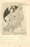 1897 (Vorläufer!) Glück und Gruss! Treff-Sicher. F.A. Ackermann Künstlerpostkarte No. 29. Art Nouveau s: Koloman Moser