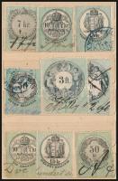 4 lapos zsebberakó tele főleg régi okmánybélyegekkel, közte pár osztrák, levélzáró, postabélyeg