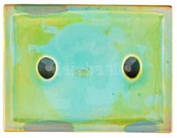 ~1978. "100 éves Ganz Villamossági Művek" eozin mázas Zsolnay porcelán emlékplakett (145x9...