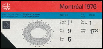 1976 Belépő a montreali olimpia záróünnepségére / Ticket for the Montreal Olympic Games closing ceremony