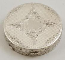 Ezüst (Ag.) púdertartó, tükör foltos, jelzett, bruttó: 30 g, d: 5 cm
