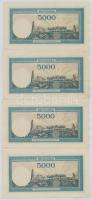 Románia 1944. 5000L (4x) sorszámkövetők T:I- 
Romania 1944. 5000 Lei (4x) sequential serials C:AU