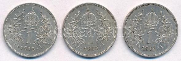 Ausztria 1914-1916. 1K Ag "Ferenc József" (3xklf) T:1-,2
Austria 1914-1916. 1 Corona Ag &...