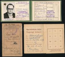 1946-1974 5 db igazolvány (Magyarországi Szociáldemokrata Párt, Kiskereskedők Országos Szervezete, M...