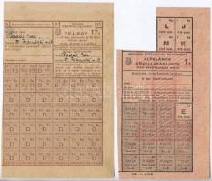 ~1940. "Budapest Székesfőváros Polgármester - Nép- és Családvédelem" kenyérutalvány + 1949. "Általános Közellátási Jegy" + "Tejjegy" T:II,II-