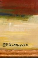 Perlmutter jelzéssel: Kikötött hajó. Olaj, karton, sérült keretben, 37×48 cm