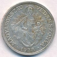 1938. 2P Ag "Madonna" T:2 patina Adamo P7