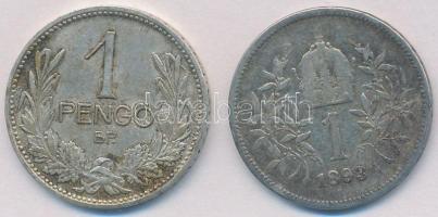 Vegyes: 1938. 1P Ag + Ausztria 1893. 1K Ag "Ferenc József" T:2-3
Mixed: 1938. 1 Pengő Ag ...