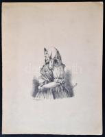 1882 Makay jelzéssel: Lány népviseletben, papír, ceruzarajz, papír mérete: 33x24 cm