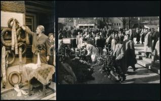 Megemlékezések Budapesten, egyiken Korányi Frigyes emléktáblája, 2 db fotó, 12×18 és 18×10 cm