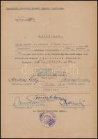 1948 Bp., Honvédelmi miniszter állandó igazoló bizottsága által kiadott határozat, aláírásokkal (Gerlóczy László, Dévényi Andor, Berentés Béla, Balthazár Géza)