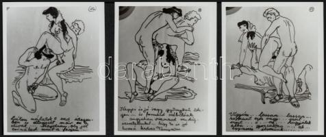 20 db pornográf grafikáról készül reprodukció, 9x12 cm