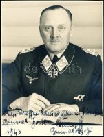 1943 Hans-Jürgen Stumpff (1889-1968) vezérezredes, a Luftwaffe főcsoportparancsnokának fotója, saját kező aláírásával, Alfred Jodl tábornoknak címzett soraival, 15,5x11,5 cm Alfred Jodl hagyatékából / Hans-Jürgen Stumpff, Chief of the Luftwaffe General Staff photo with signature, From the legacy of Alfred Jodl 15,5x11,5 cm