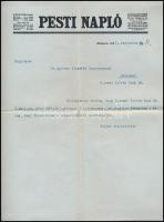 1930-1937 Az Est és a Pesti Napló fejléces levélpapírjára írt levelek + 1 db boríték