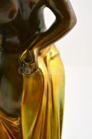 cca 1910 Zsolnay női akt lepellel, Formába öntött keménycserép színes festett eozinmázzal, jelzett, ...