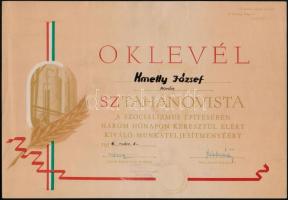 1956 2 db sztahanovista oklevél