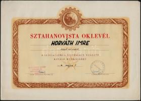 1956 2 db sztahanovista oklevél
