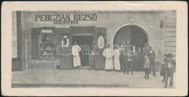 Perczián Rezső hentes és zsiradékárú üzlete Besztercebánya számolócédula az üzlet képével