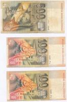 Csehszlovákia 1961. 100K + 1986. 10K + 1988. 20K + Szlovákia 1993. 100K (2x) + 500K T:III,III-
Czec...