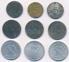 Német Harmadik Birodalom 1938-1944. 5pf-50pf (8x) + Weimari Köztársaság 1923. 200M Al T:2,2-
German...