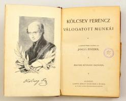 Kölcsey Ferenc válogatott munkái. Bevezetéssel ellátta Jancsó Benedek. Remekírók Képes Könyvtára. Bp.,(1903),Lampel R. (Wodianer F. és Fiai.), 1 t.+XXIV+327 p. Korabeli átkötött félbőr-kötés, volt könyvtári példány, kopott gerinccel és borítóval, az elülső kötéstábla kötése kissé sérült, bejegyzésekkel.