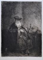 cca 1900 Az írástudó - zsidó tudós, acélmetszet, metszette: Wilhelm Unger, 26×19 cm