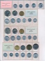 1971. 2f-10Ft (9xklf) érmés forgalmi sor fóliatokban + 1973. 2f-10Ft (9xklf) érmés forgalmi sor fóli...